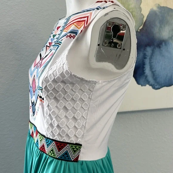 TROPICAL PRINT FLOWING BOHO DRESS BY XJF. MC - Picture 5 of 10